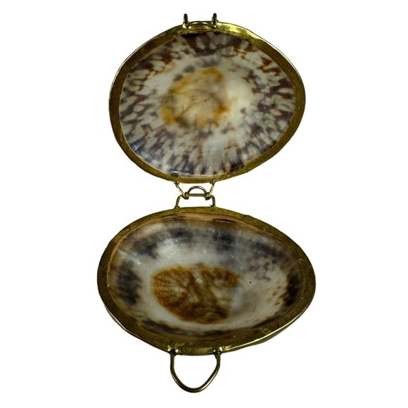 Vintage Brown Blister Shell Trinket Box 2 1/2" - Picture 2 of 5